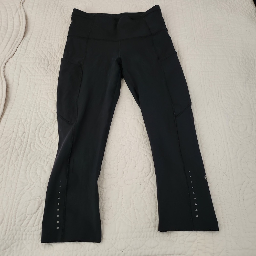 Lululemon Fast and Free High-Rise Crop 19 Nulux Black Running Leggings Size 4